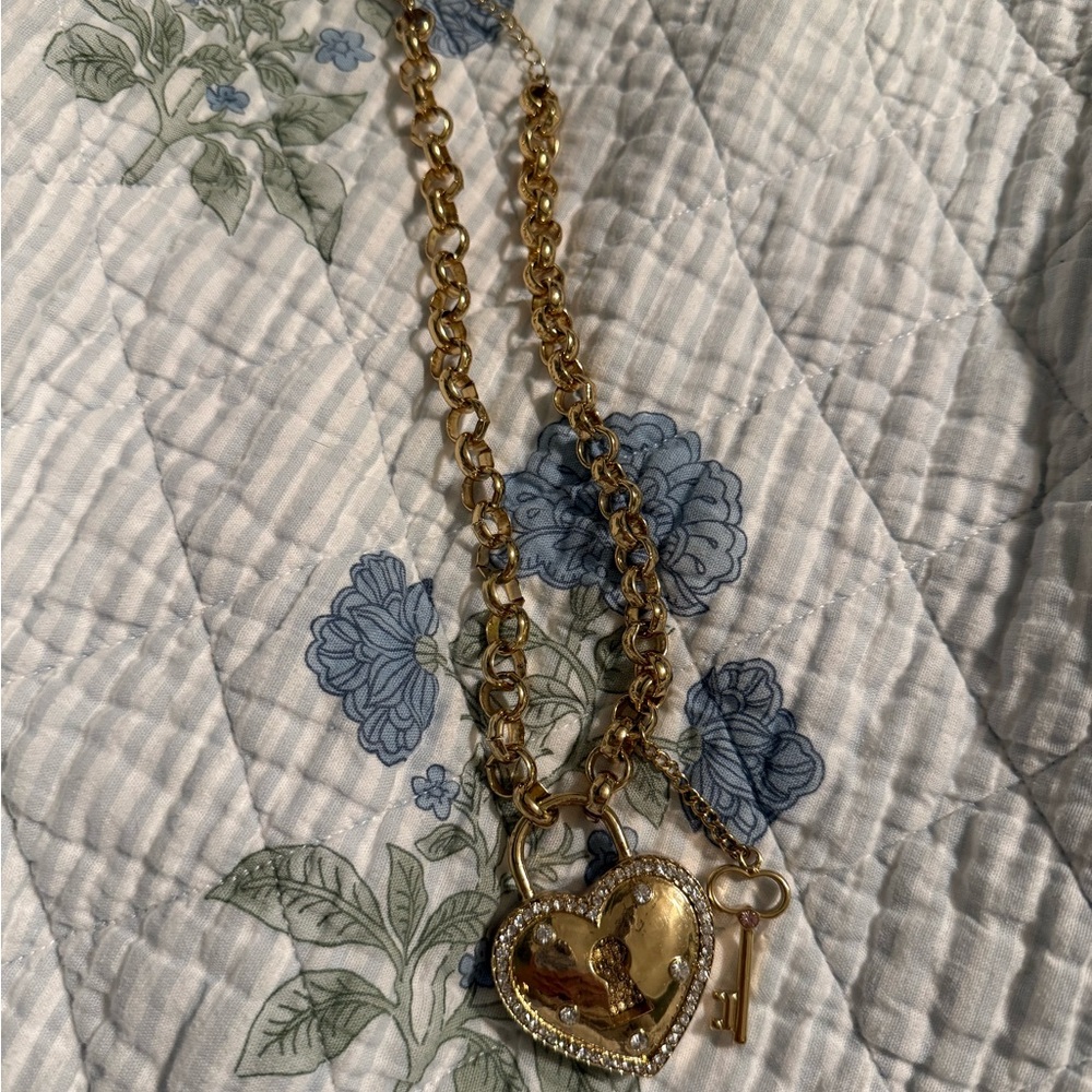 Betsey Johnson Gold Heart and Key Necklace